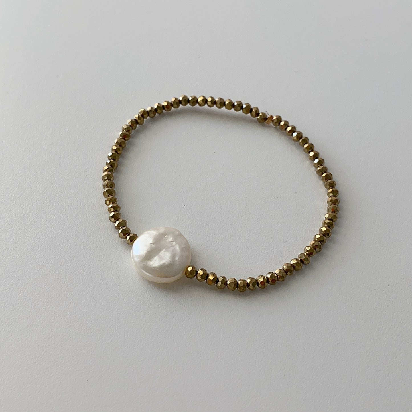 Pulsera cristal dorado Perla