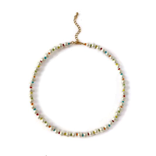 Collar perlas chaquira colores