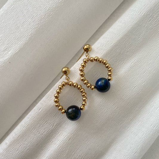 Aretes ojo de tigre azul