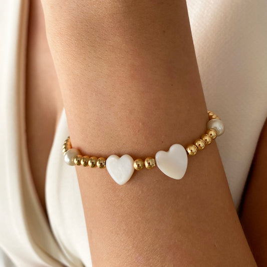 Pulsera corazón madre perla